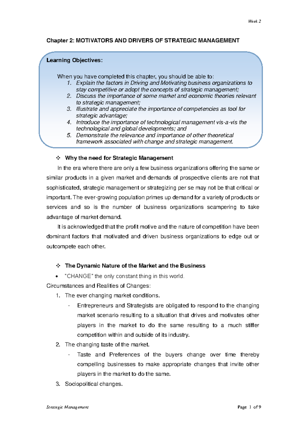 Module-Strat - Chapter 2: MOTIVATORS AND DRIVERS OF STRATEGIC ...