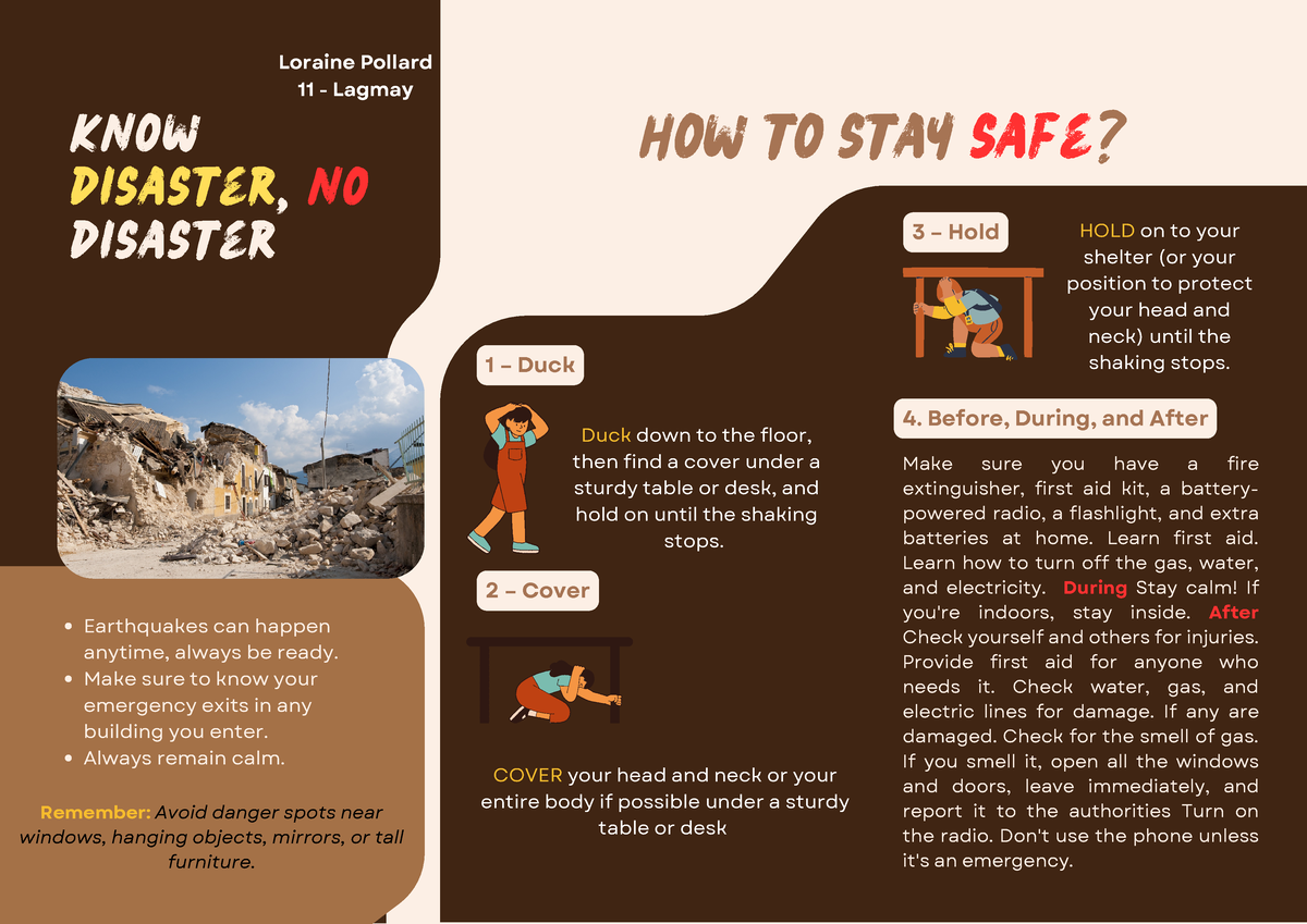 Brochure For Disaster How To Stay Safe Earthquakes Can Happen