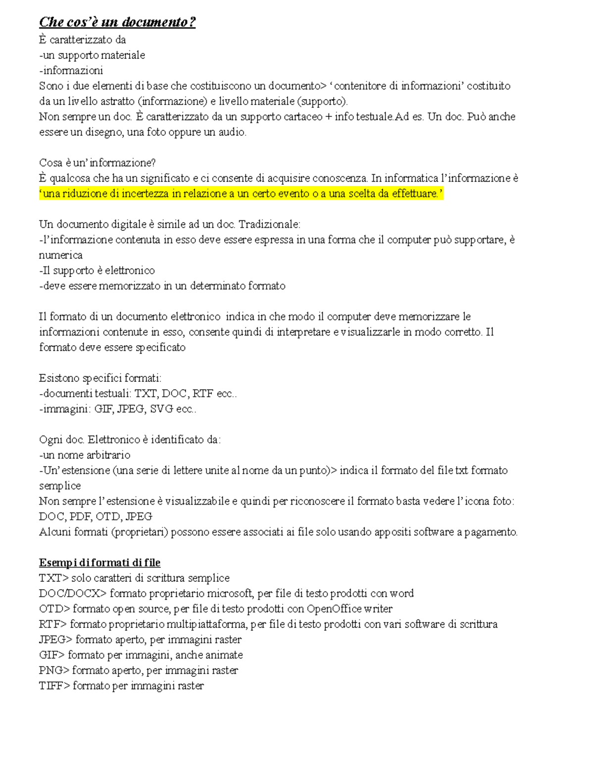 Editoria digitale - Che cos’è un documento? È caratterizzato da -un ...