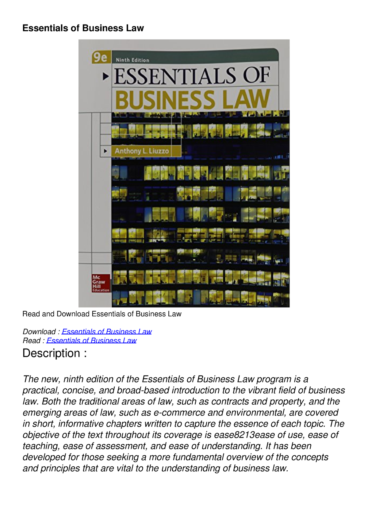 PDF_ Essentials Of Business Law - Essentials Of Business Law Read And ...