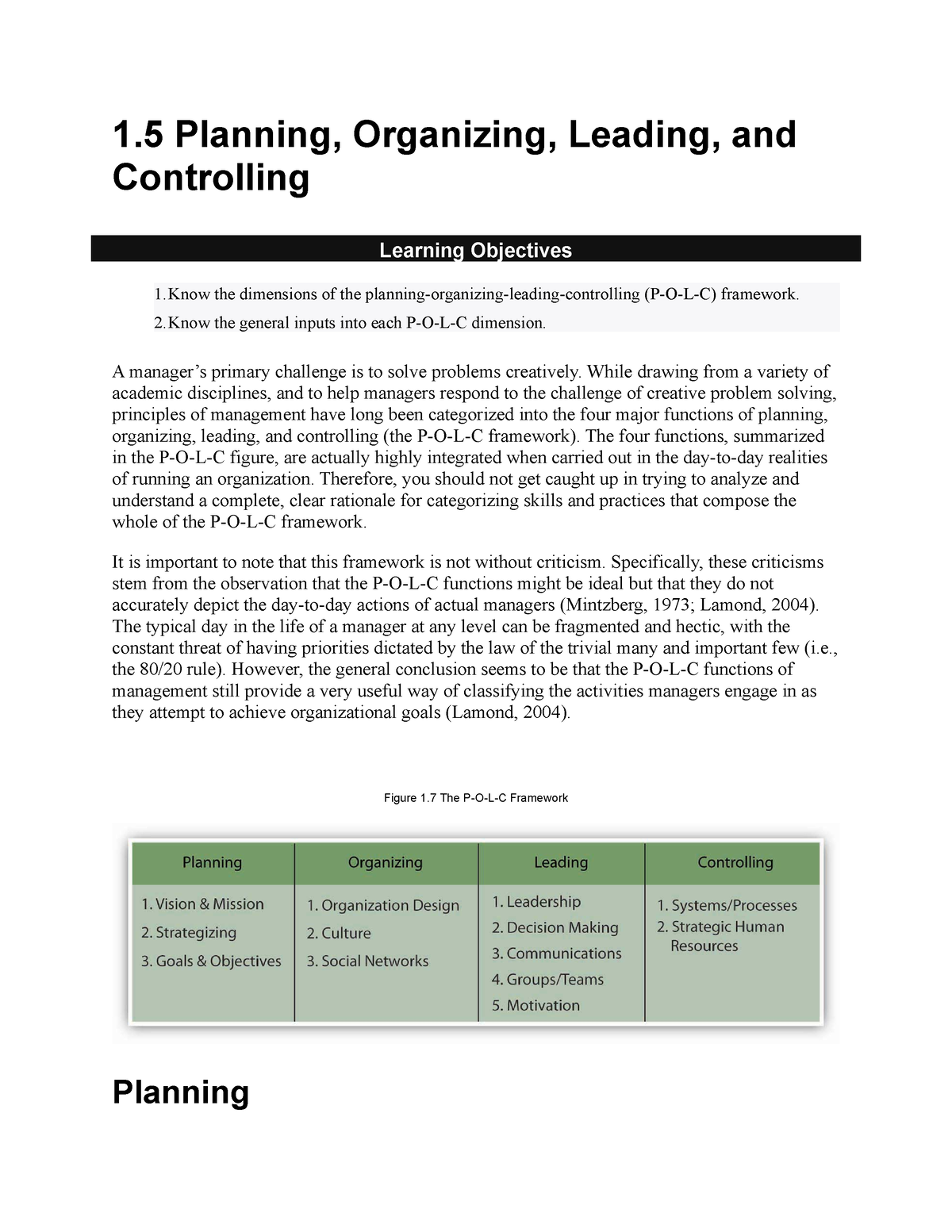 Bard - 1 Planning, Organizing, Leading, and Controlling Learning ...
