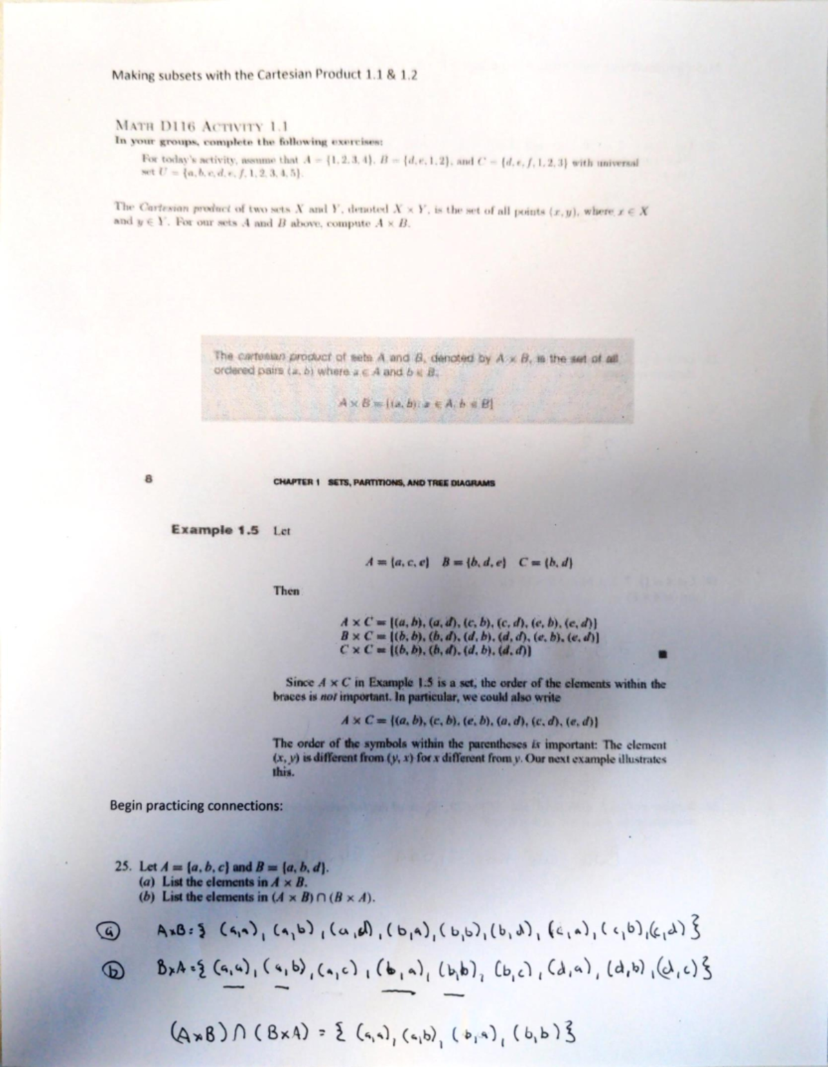 Activity 1.1 Cartesian Product - Making subsets with the Cartesian ...