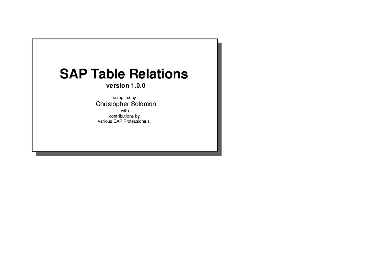 SAP Tables Details & Links - SAP Table Relations version 1. compiled by ...