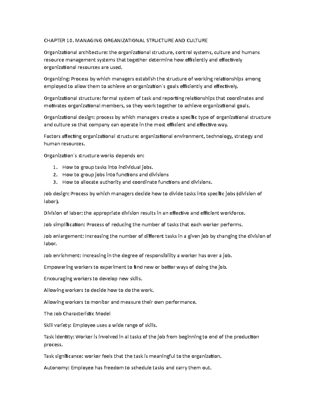Capitulo Diez de Admin - CHAPTER 10. MANAGING ORGANIZATIONAL STRUCTURE ...