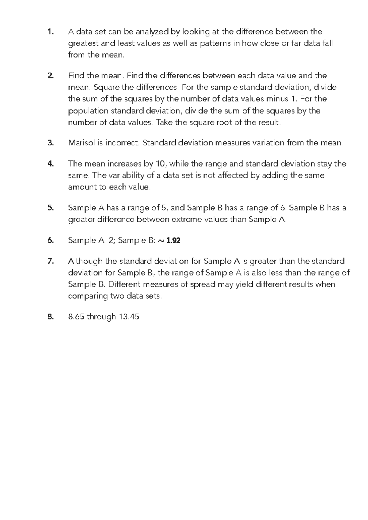 Alg I 11-4 I Solutions - math work - A data set can be analyzed by ...