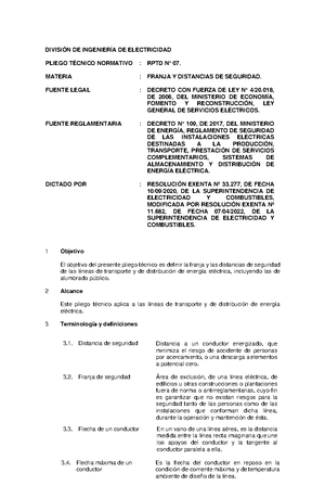 Pliego Técnico Normativo RPTD N°13 Líneas eléctricas de media y baja ...