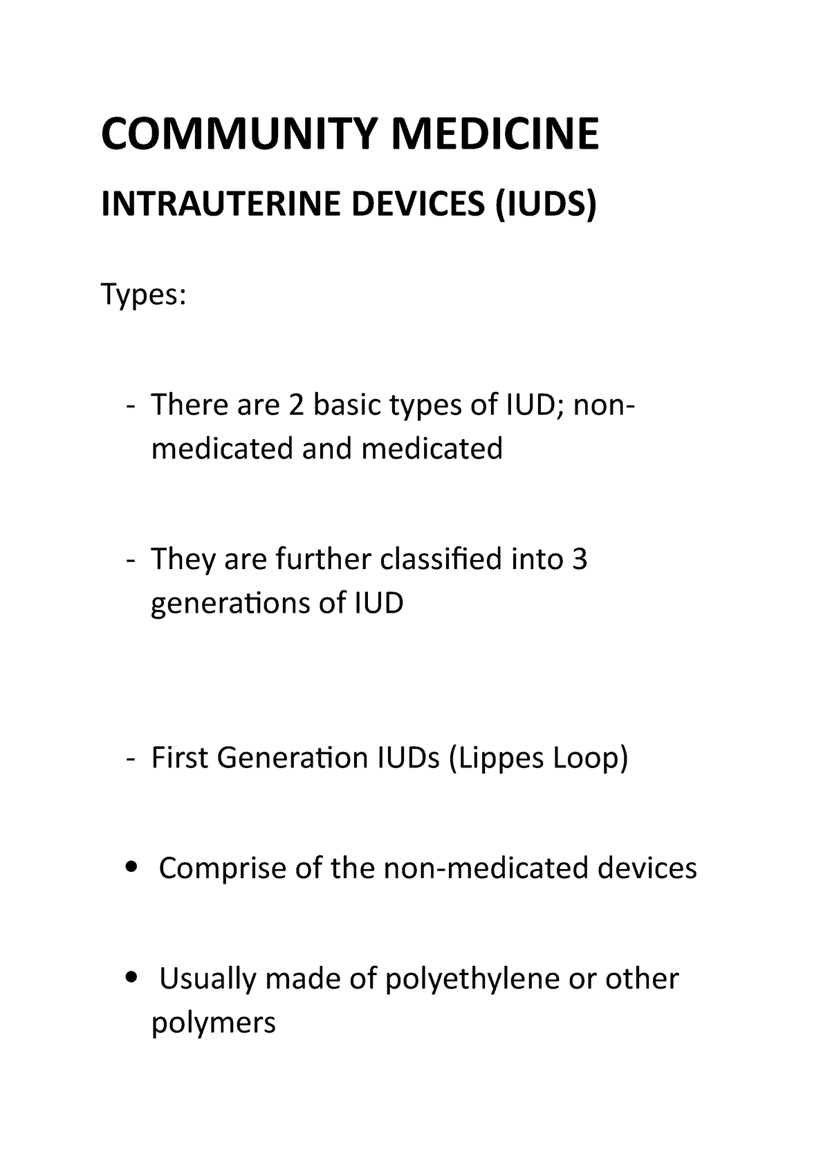 Intrauterine Devices (IUDS) - COMMUNITY MEDICINE INTRAUTERINE DEVICES ...