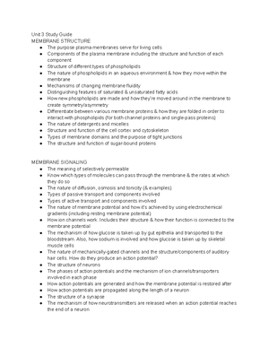 Unit 3 Notes - Unit 3 Notes Lecture 7 A living cell must be able to ...