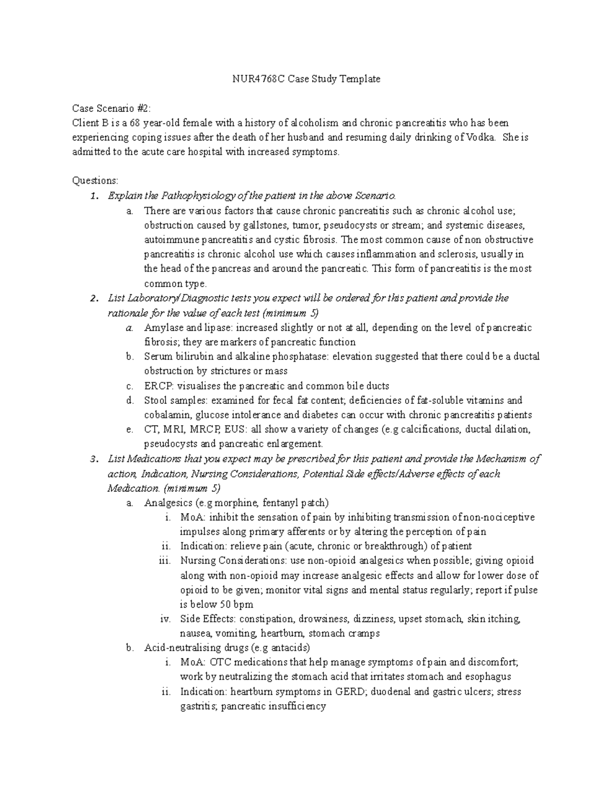 NUR4768C Case Study #2 - Clinical Case Studies from clinical rotations ...