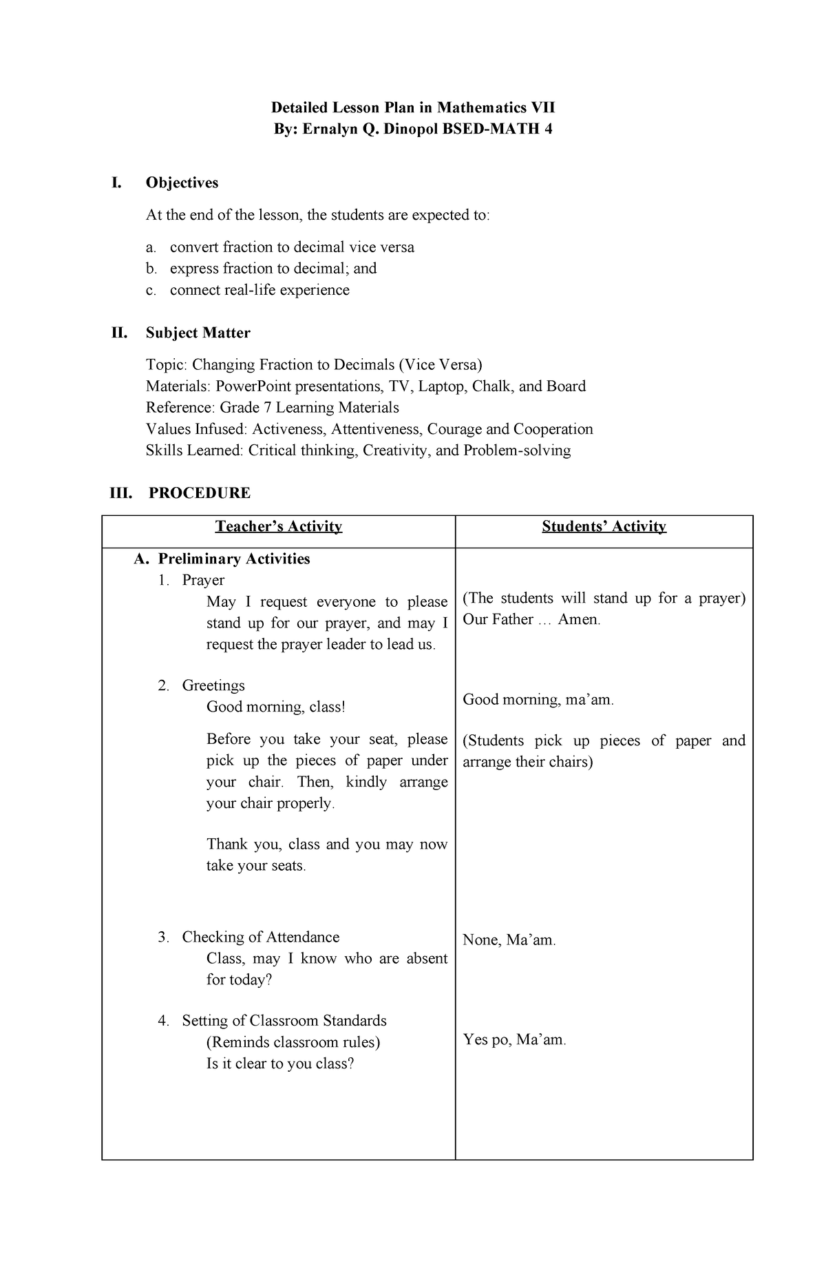 Grade 7 - Jupiter - Lesson Plan - Detailed Lesson Plan in Mathematics ...