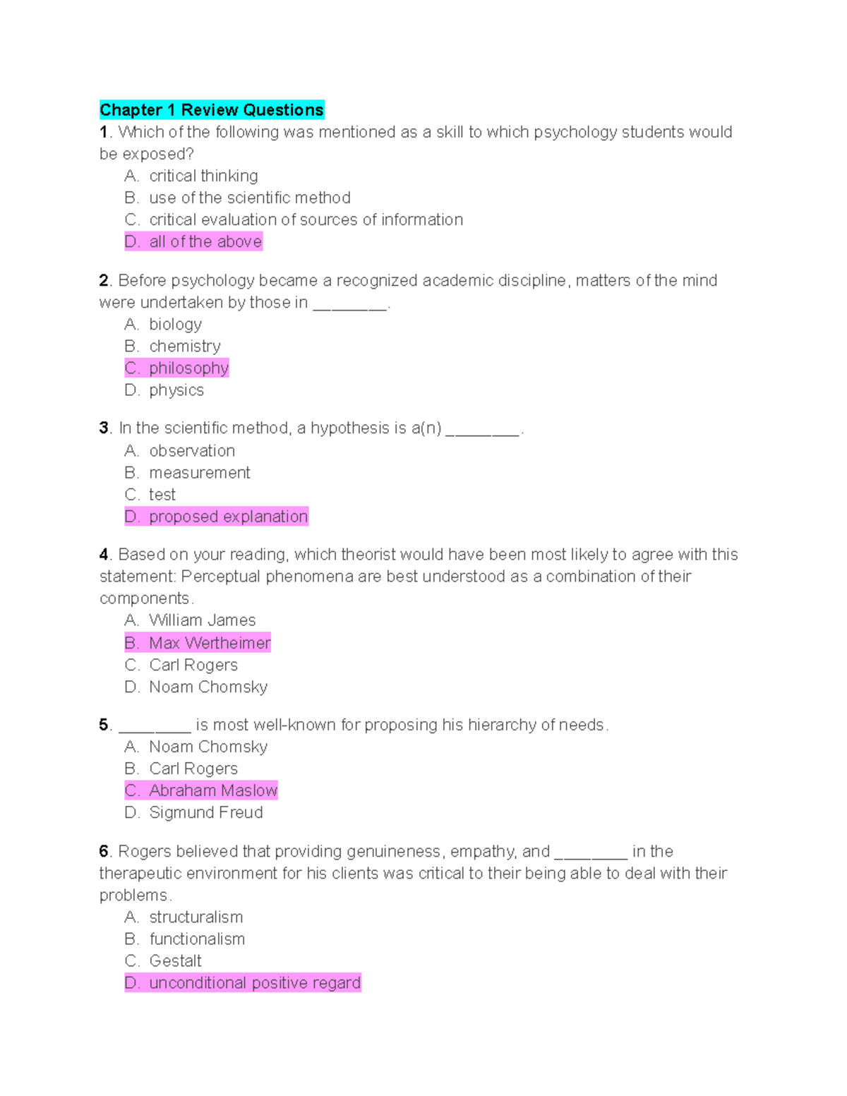 Exam 1 Review Questions - Chapter 1 Review Questions Which of the ...