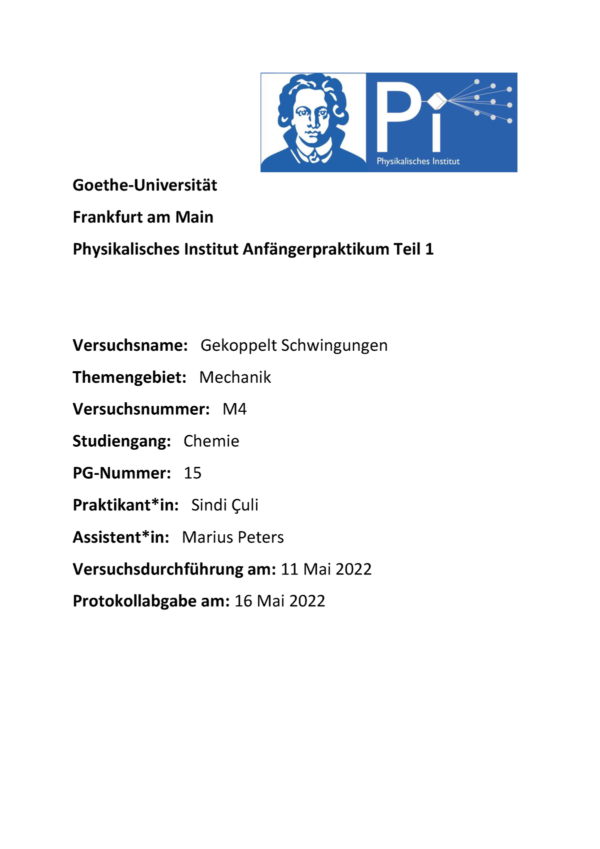 M4 Protokoll AP1 - Goethe-Universit‰t Frankfurt Am Main Physikalisches ...