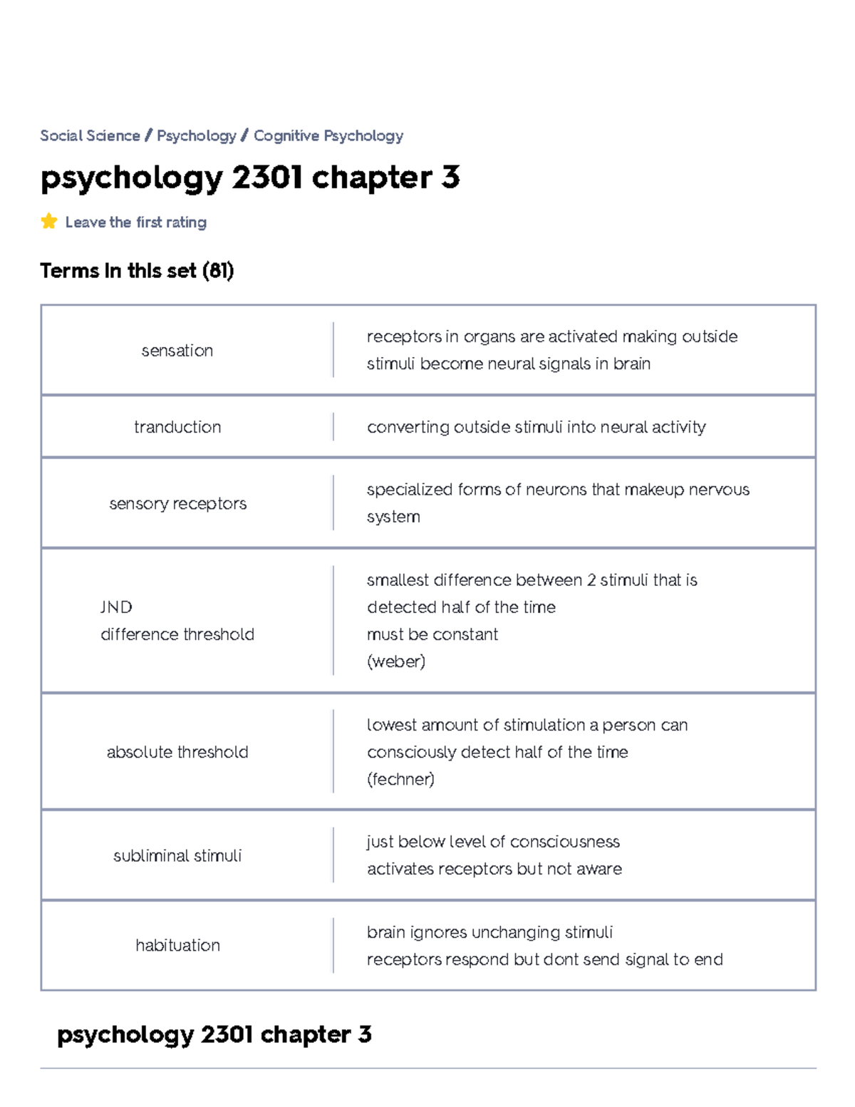 Psychology 2301 Chapter 3 Flashcards - Psychology 2301 Chapter 3 Leave ...