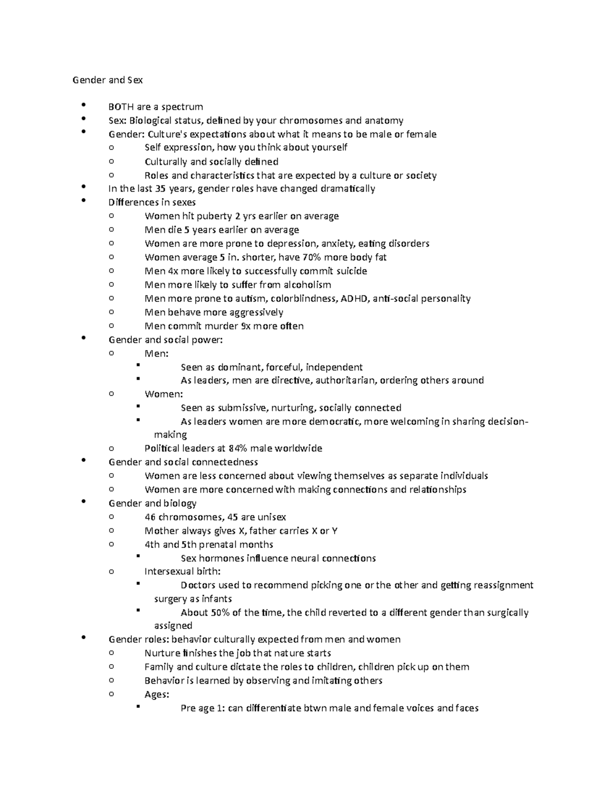 Chapter 4 Gender And Sex Lecture Notes 4 Gender And Sex Both Are