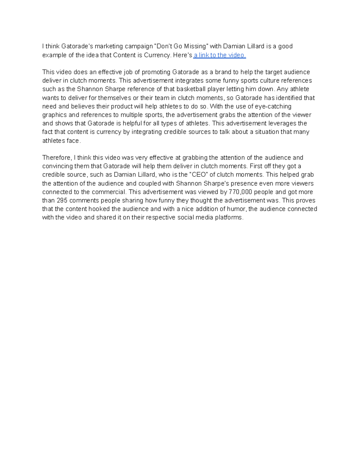 Example of Modern Marketing Write-Up (1) - I think Gatorade’s marketing ...