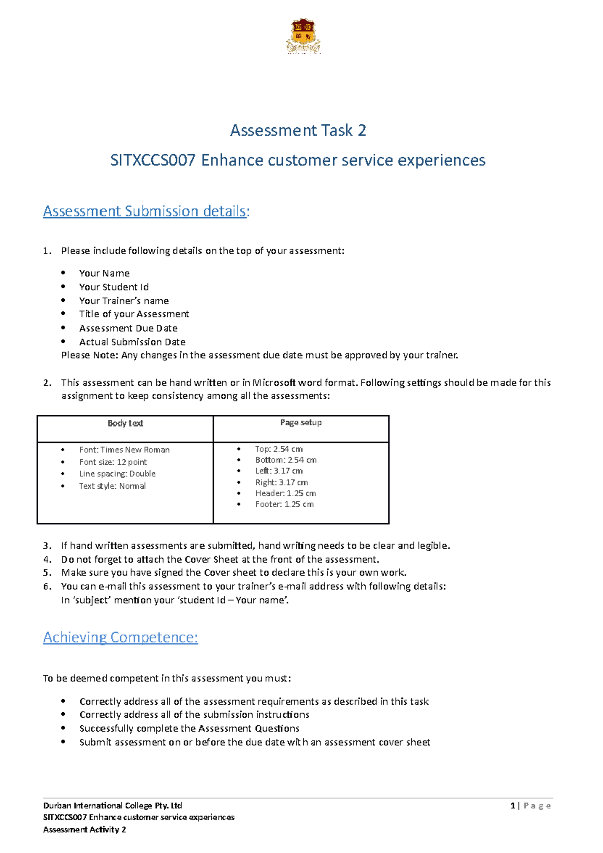 AT2- Sitxccs 007 - Assessment Task 2 SITXCCS007 Enhance customer ...