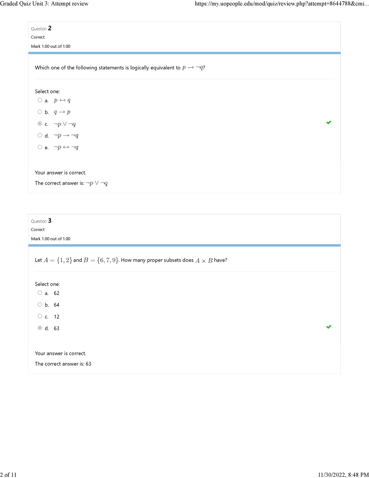 Graded Quiz - Question 2 Correct Mark 1 out of 1. Question 3 Correct ...