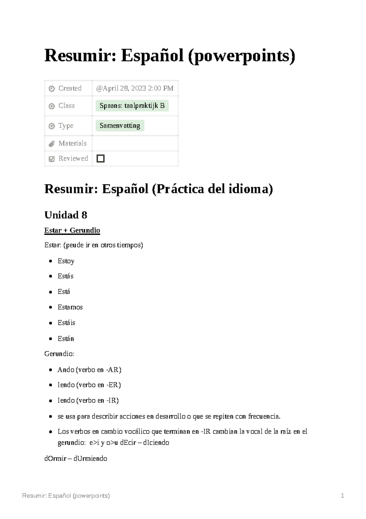Samenvatting Spaans taalpraktijk - Resumir: Español (powerpoints ...