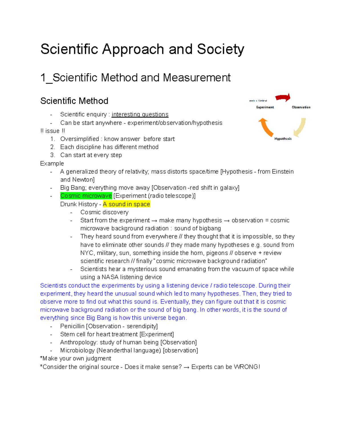 ICGN114 Note - Scientific Approach and Society 1_Scientific Method and ...