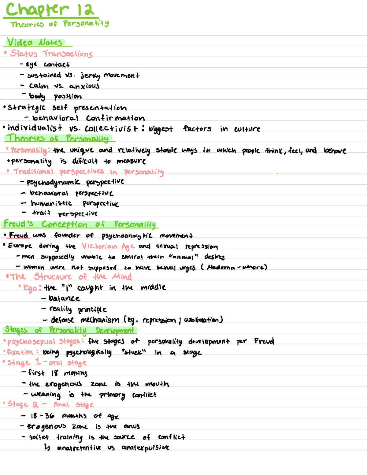 Chapter 12 - Theories of Personality - Chapter 12 Theories of ...