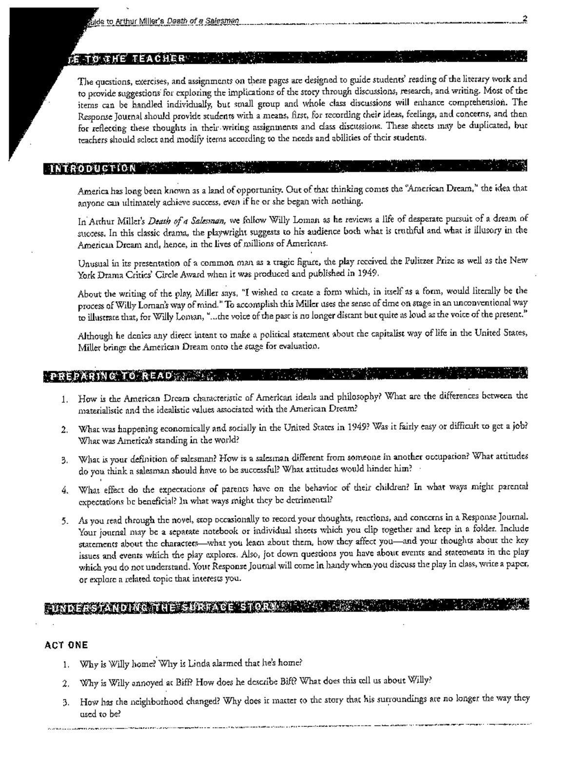 Death of a Salesman Questions Studocu