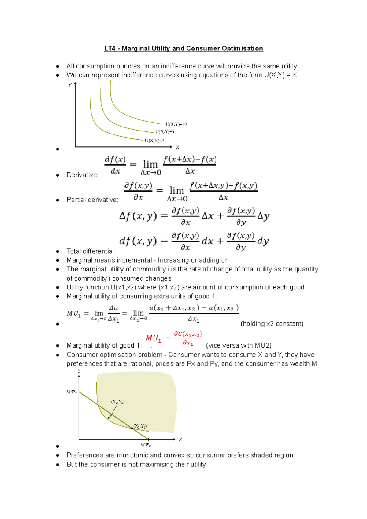 LT4 - Marginal Utility and Consumer Optimisation - Studocu