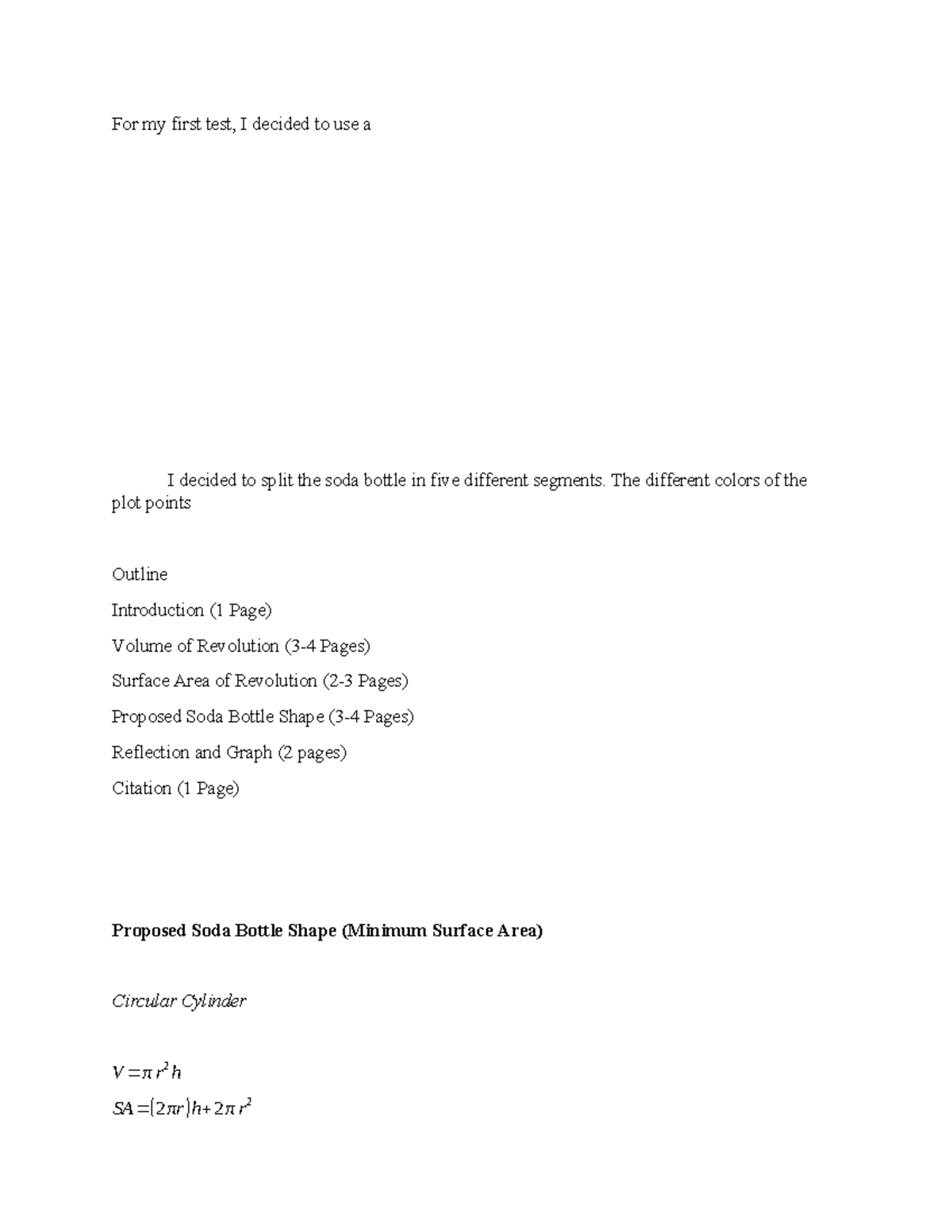 Weird Math IA Stuff I did not include - For my first test, I decided to ...