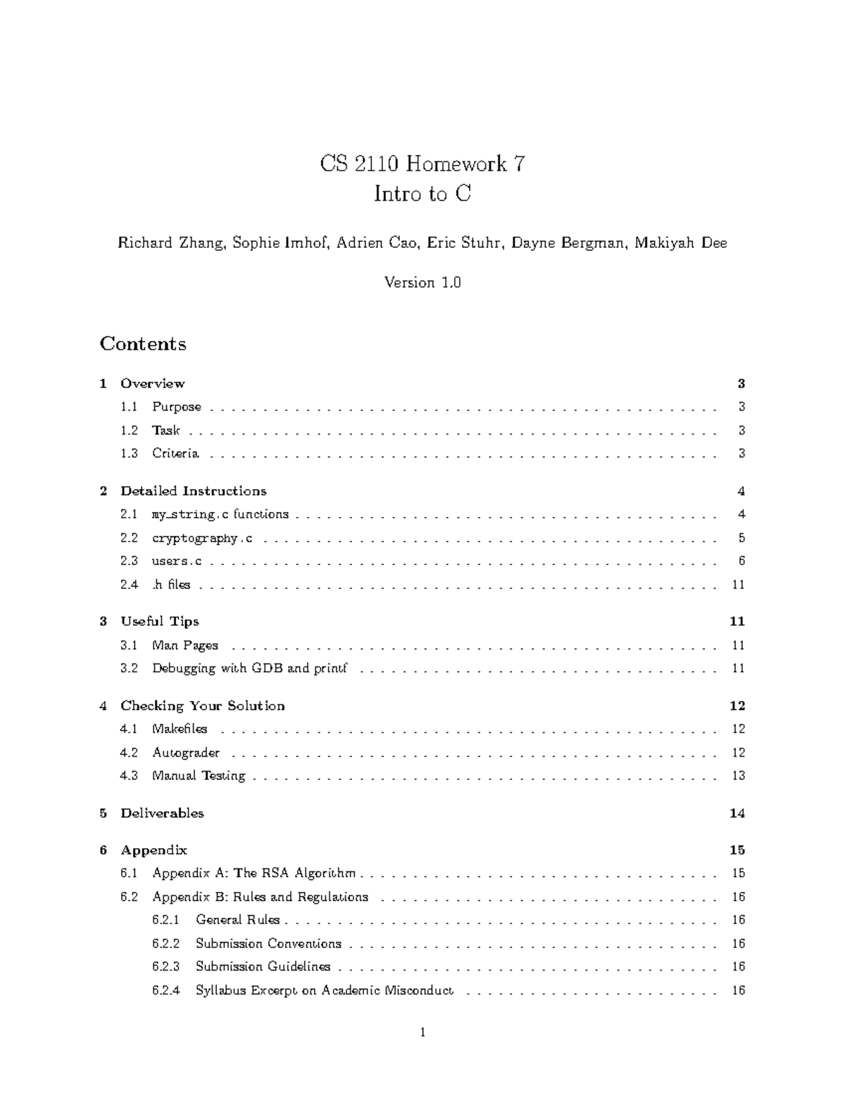 Hw7 Homework 7 PDF Intro to C CS 2110 Homework Version 1