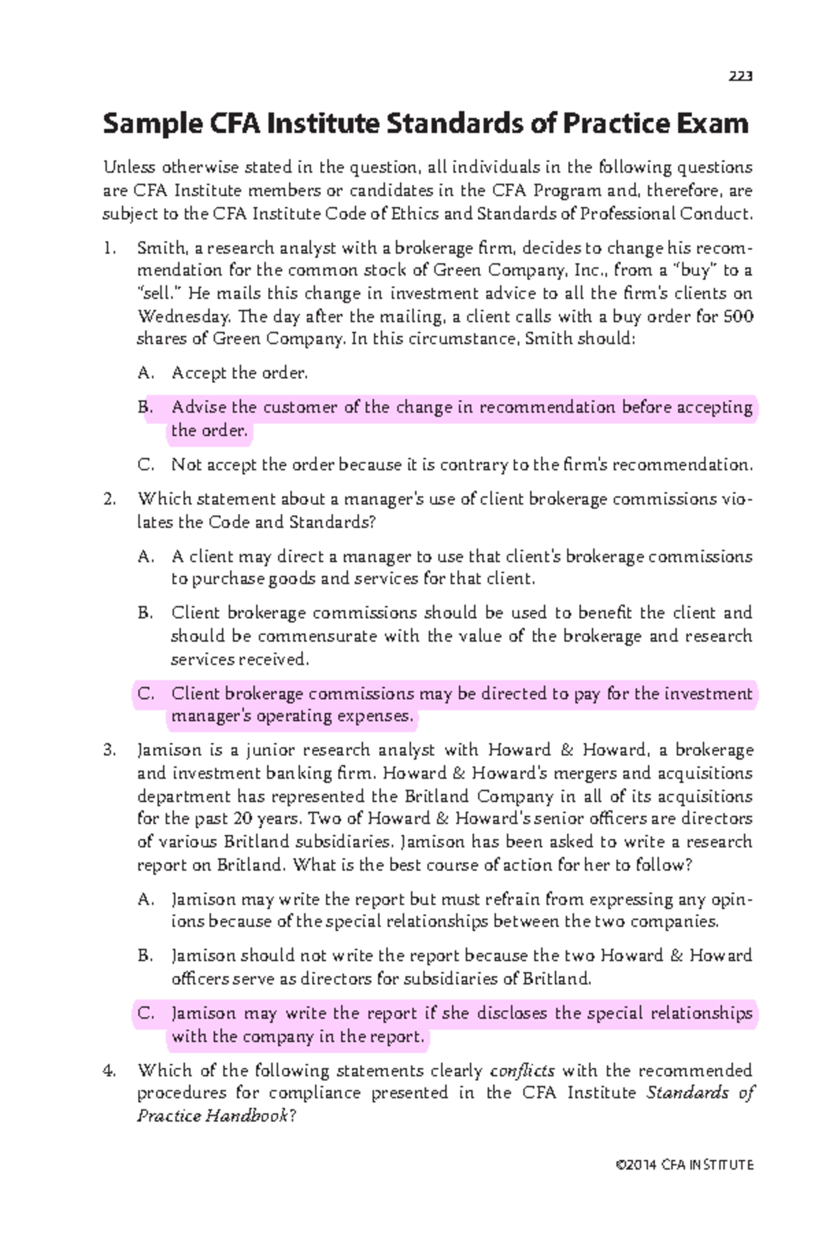 40 question - quiz of ethics CFA level 1 - 223 Sample CFA Institute ...