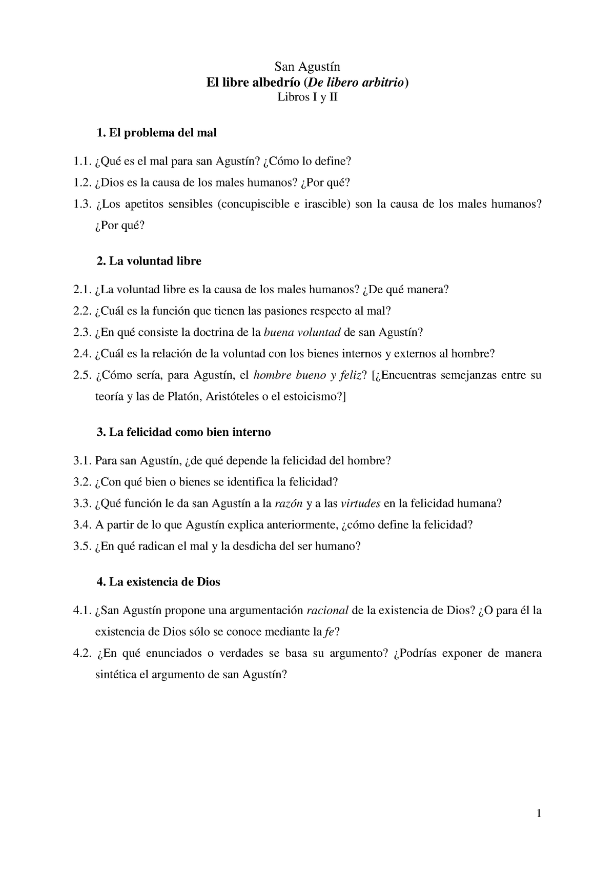 05. San Agust Ã­n - El Libre Albedr Ã­o (Preguntas-gu Ã­a) - 1 San ...