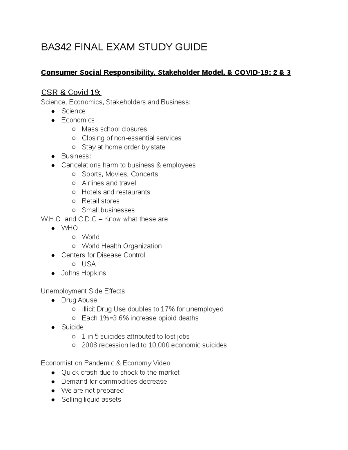 BA342 Final EXAM 1.26.32 AM - BA342 FINAL EXAM STUDY GUIDE Consumer ...