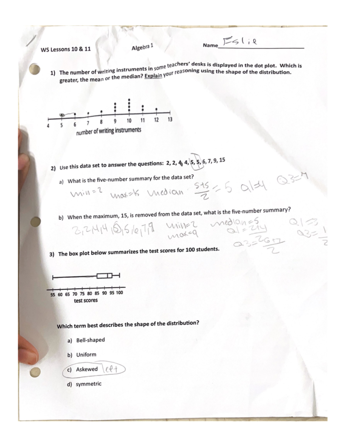 1) The number of writing instruments in some teachers' desks is