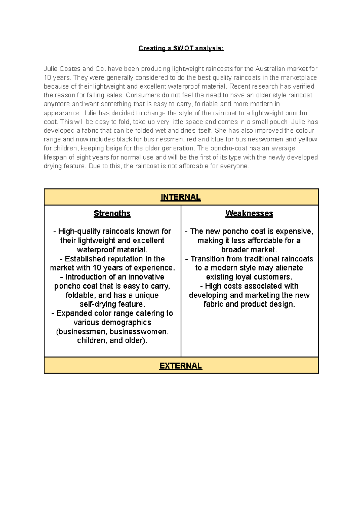 Tanya Verma - Creating a SWOT analysis - Google Docs - Creating a SWOT ...