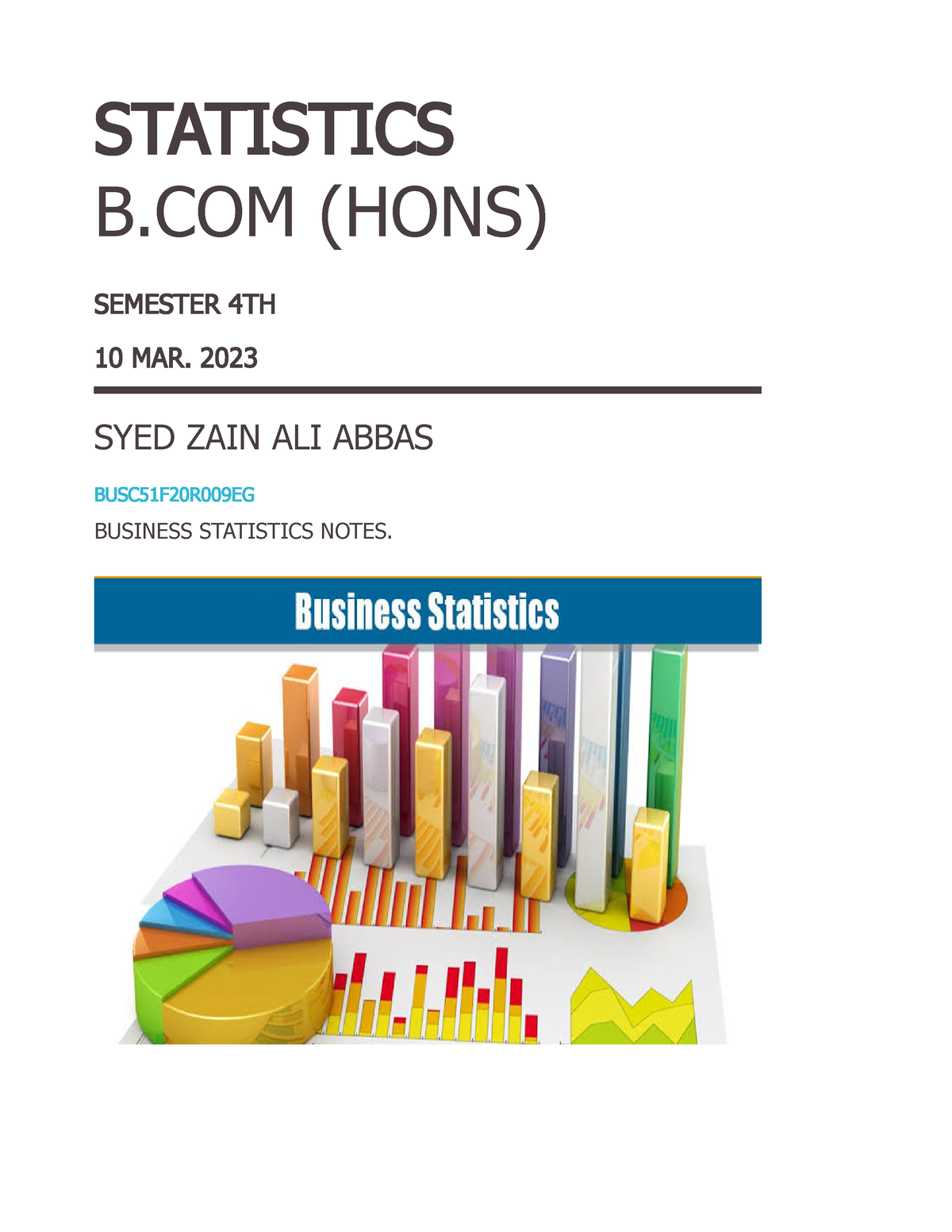 Statistics 4th Semester - STATISTICS B (HONS) SEMESTER 4 TH 10 MAR ...