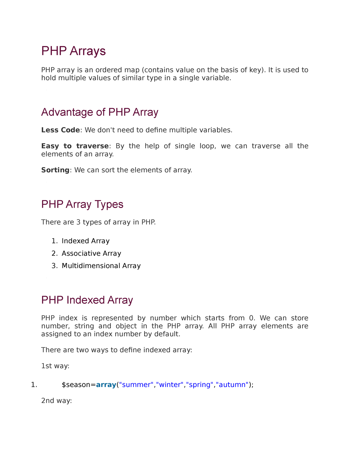 PHP Arrays Practical Programs Bachelor s Of Computer Application BCA StuDocu