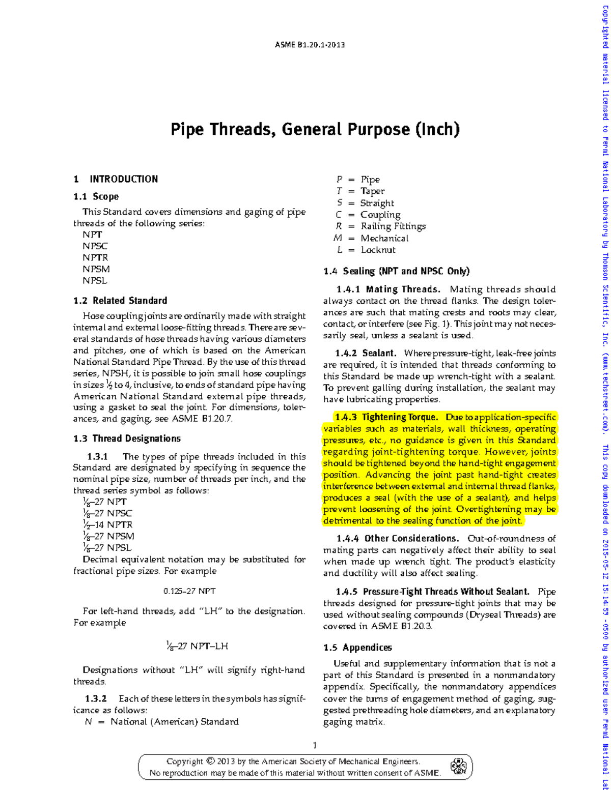 ASME-B1.20.1-ASME 2013 - ASME B1.20- Pipe Threads, General Purpose ...