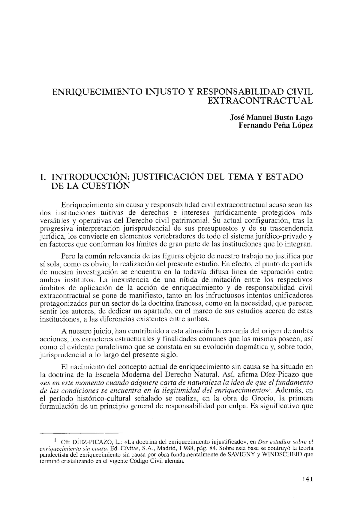 Enriquecimiento Injusto Y Responsabilidad Civil Extracontractual ...