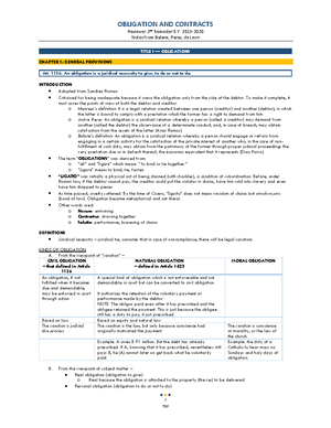 Obligations And Contracts Reviewer Chapter - Chapter 1 Art. 1156. An ...