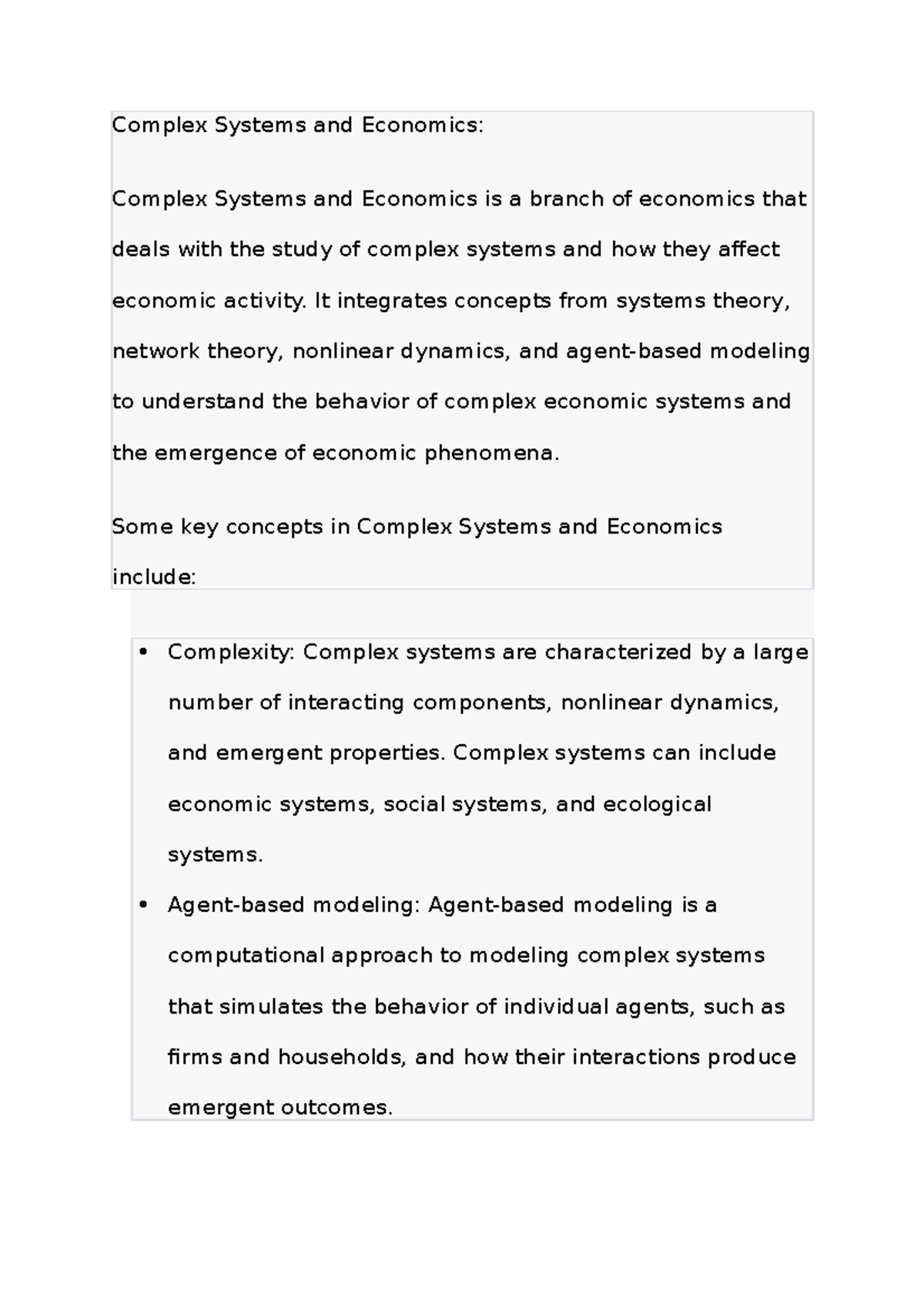 Complex Systems and Economics - Complex Systems and Economics: Complex ...