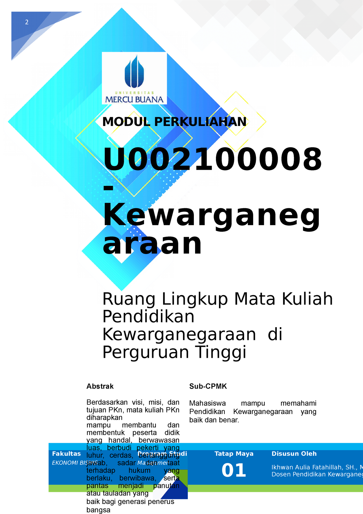 1 Modul Ruang Lingkup Mata Kuliah Kewarganegaraan Di Perguruan Tinggi ...