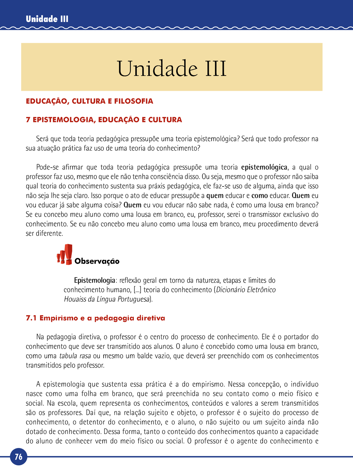 Fundamentos DE Filosofia E Educação - Livro- Texto - Unidade III ...