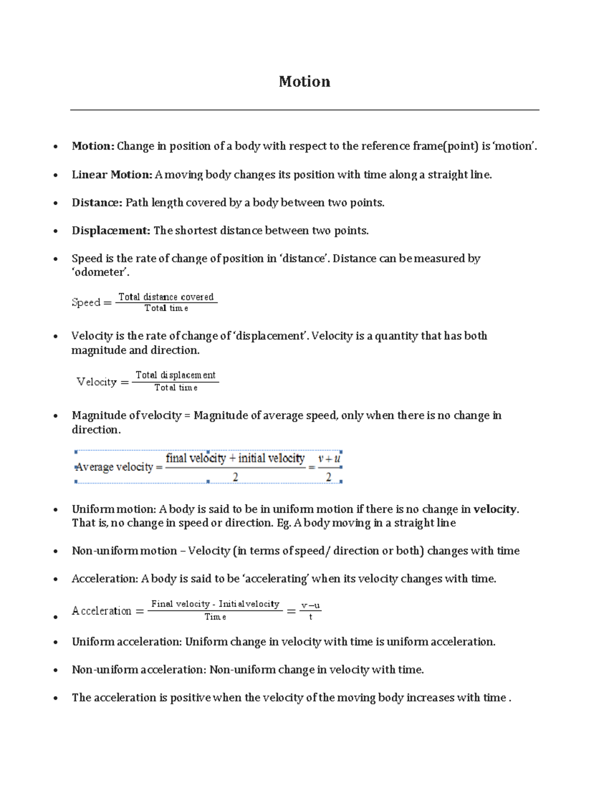 Motion science Motion Motion Change in position of a body with respect to the reference Studocu