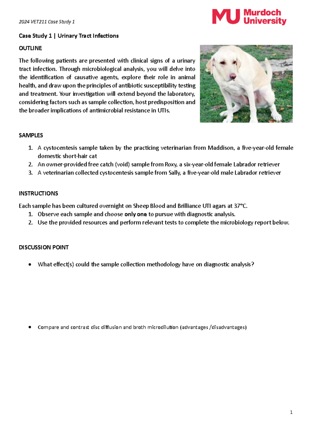 2024 VET211 Case Study 1 Final - 2024 VET211 Case Study 1 1 Case Study ...