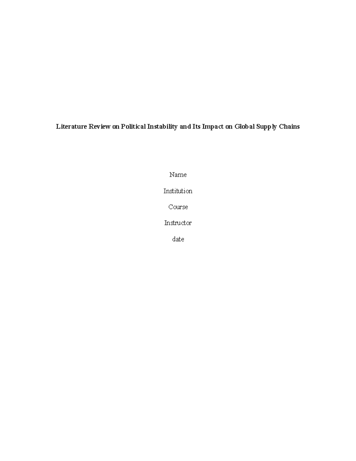 Literature Review on Political Instability and Its Impact on Global ...