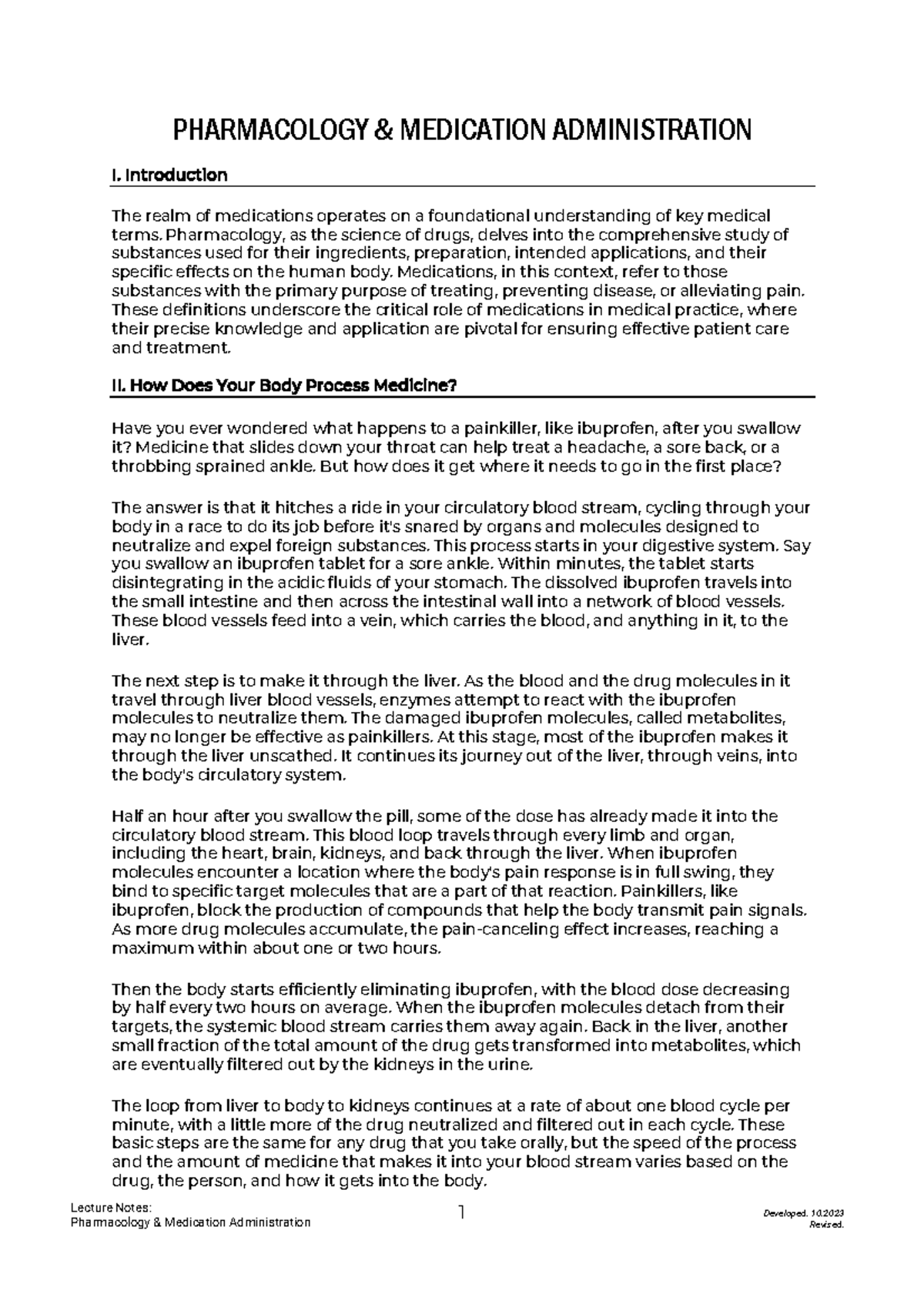 Kami Export - Lecture Notes Answer Key - Pharmacology & Medication ...