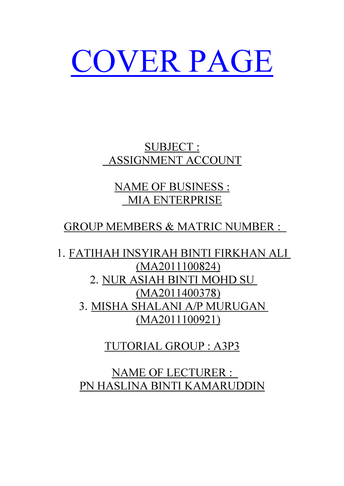 assignment account meaning