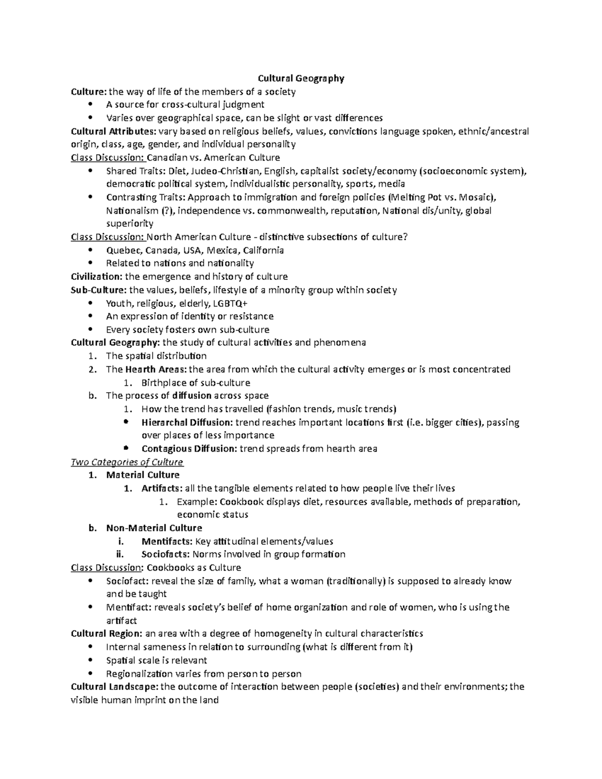 Cultural Geography - geog 1ha3 - Cultural Geography Culture: the way of ...