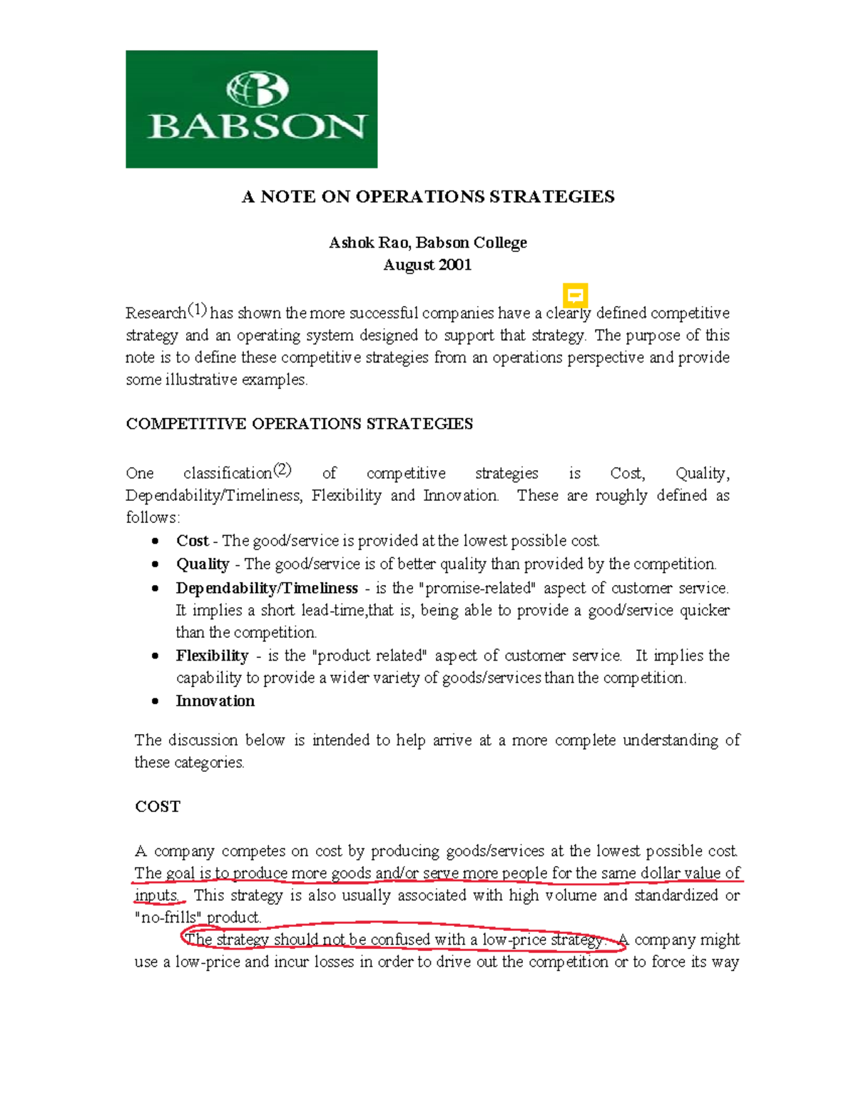 Operations Strategy by Ash Rao v. May 2014 - A NOTE ON OPERATIONS ...