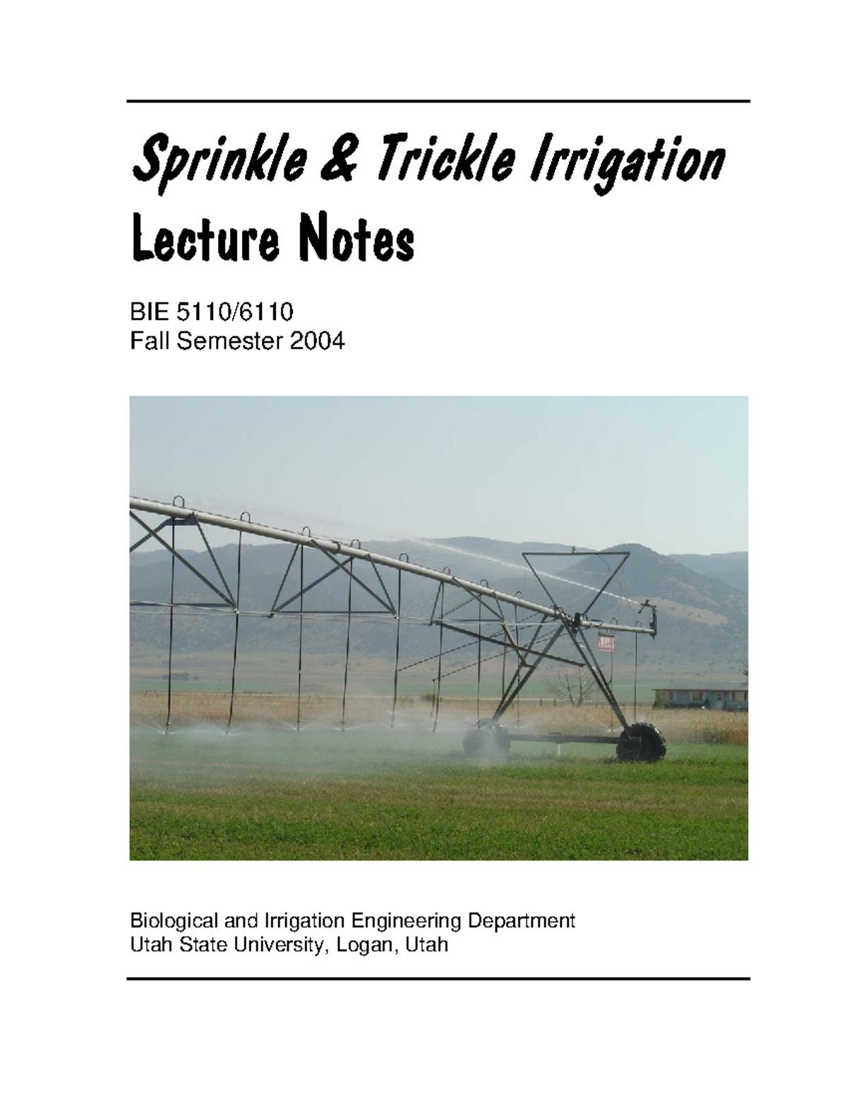 Lecture note 1 - sprinkle and trickle irrigation - Sprinkle & Trickle ...
