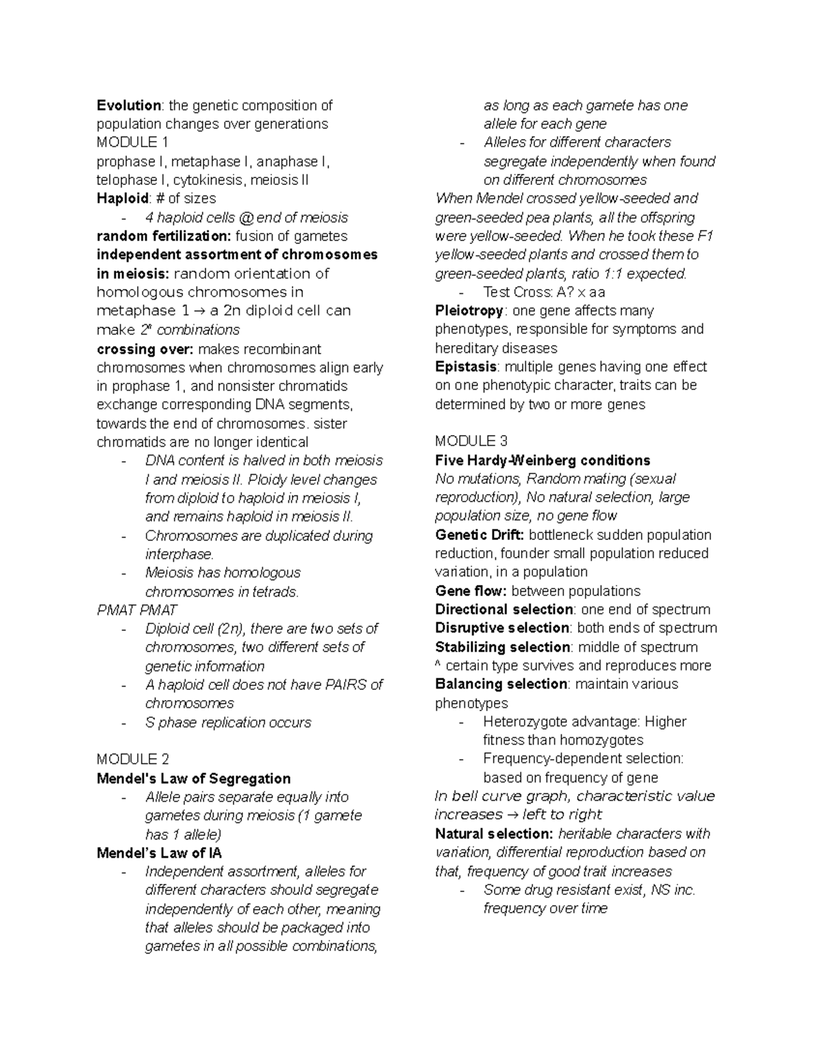 Exam 1 Review BIO311D - Evolution : The Genetic Composition Of ...